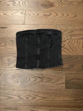 Abercrombie & Fitch Denim Tube Top Bustier XS NWT Strapless Black Jean Top